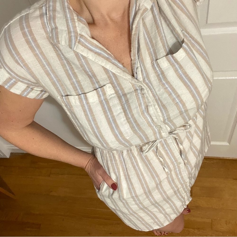 Japana Cotton Button Down Striped Dress - Picture 2 of 8